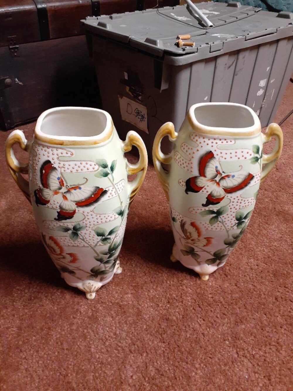 pair vtg Japanese Nippon vase